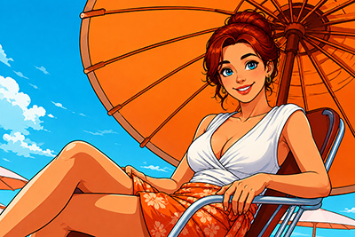 luftiq Frau im Liegestuhl