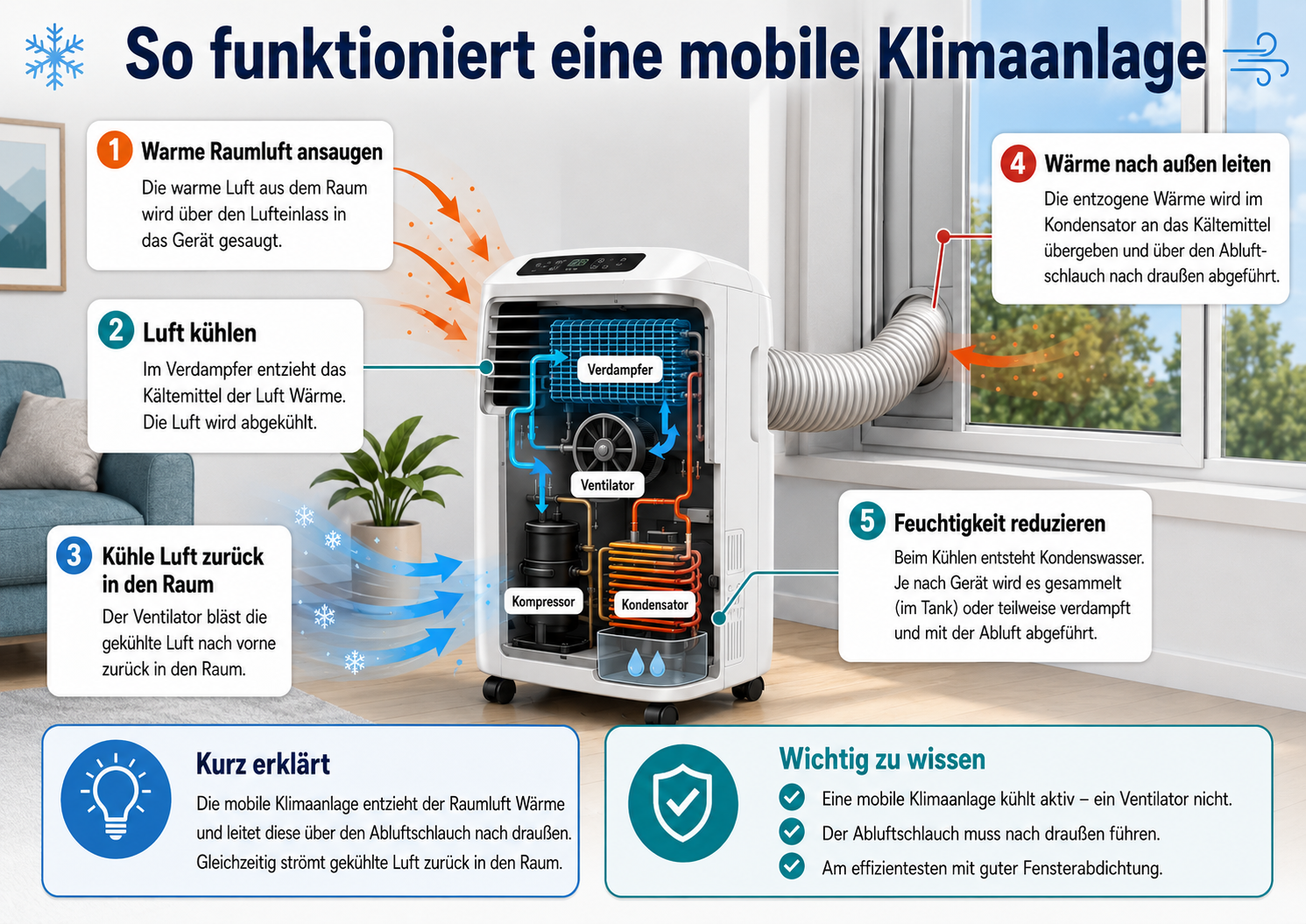 Mobile Klimaanlage ohne Abluftschlauch